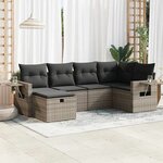 vidaXL Salon de jardin 6 Pièces avec coussins gris résine tressée