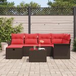 vidaXL Ensemble de canapé de jardin 7 Pièces Marron et rouge polyrotin