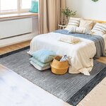 Tapis Terra - 160 x 230 cm - Bandes noir, gris et blanc