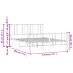 vidaXL Cadre de lit métal avec tête de lit/pied de lit blanc 140x190cm