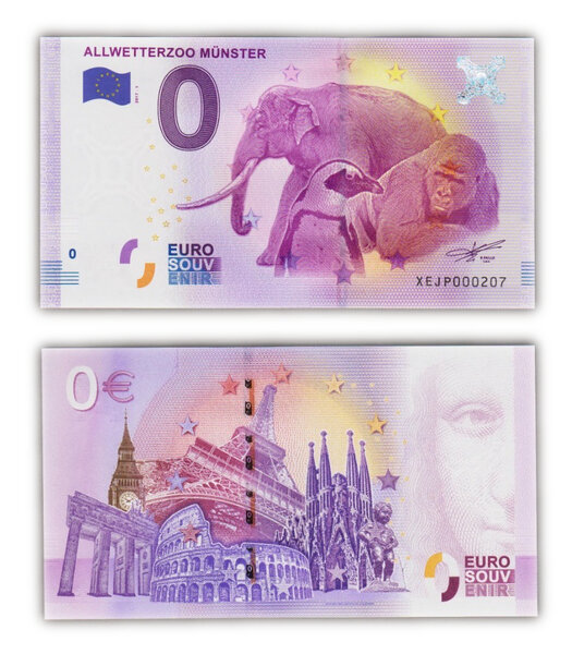 Billet de Collection 0 Euro souvenir 2017 allwetterzoo Munster - Allemagne - Neuf - Numéro de série aléatoire - 2017.1