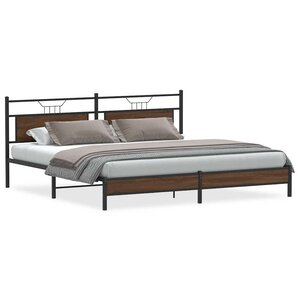 vidaXL Cadre de lit en métal sans matelas chêne marron 193x201 cm