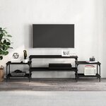 vidaXL Meuble TV noir 197x35x52 cm bois d'ingénierie