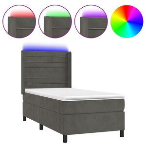 vidaXL Sommier à lattes de lit et matelas et LED Gris foncé 80x200cm