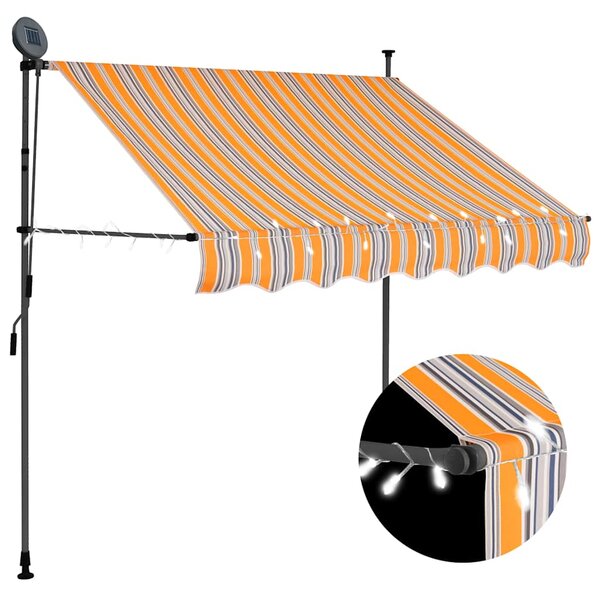 vidaXL Auvent manuel rétractable avec LED 100 cm Jaune et bleu