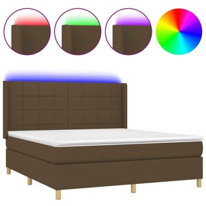vidaXL Sommier à lattes de lit matelas et LED Marron foncé 180x200cm