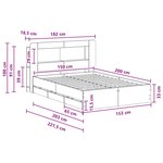 vidaXL Cadre de lit avec rangement Noir 150 x 200 cm Bois d'ingénierie