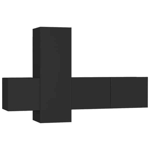 vidaXL Ensemble de meubles TV 3 Pièces Noir Bois d'ingénierie
