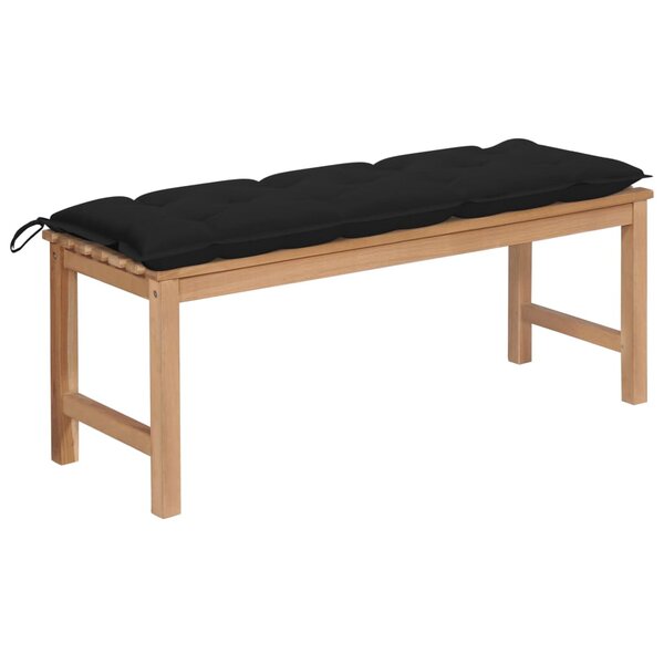 vidaXL Banc de jardin avec coussin noir 120 cm Bois de teck massif