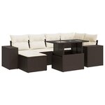 vidaXL Salon de jardin avec coussins 7 Pièces marron résine tressée