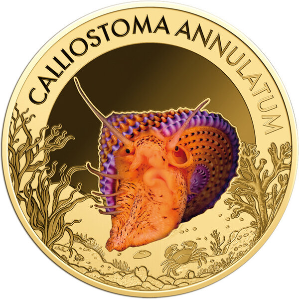 Monnaie VIOLET-BANDED TOP SNAIL Sea Creatures 1/1000 Oz Or 3000 Francs Chad