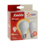 Lot x2 ampoules à filament led edf  standard  opaque  culot e27  conso 8w eq. 75w  blanc chaud