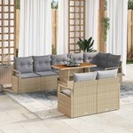 vidaXL Ensemble de canapé de jardin 9 Pièces Beige  Gris 100 x 55 x 73 cm