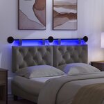vidaXL Tête de lit suspendue Avec lumière LED Gris foncé Velours