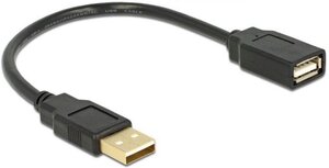Cable Delock USB 0.15m M/F (rallonge) (Noir)