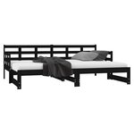 vidaXL Lit coulissant Noir Bois de pin solide 2x(80x200) cm
