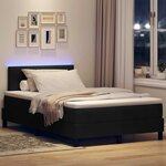 vidaXL Lit à ressort LED avec matelas Noir 120 x 200 cm Velours