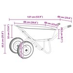 vidaXL Brouette Argent et noir 137 x 60 x 65 5 cm Acier galvanisé