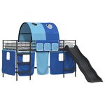 vidaXL Lit mezzanine pour enfants Noir et Bleu 90 x 200 cm Métал