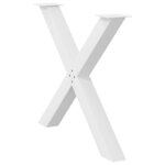 vidaXL Pieds de table à manger en forme de X  2 pièces  blanc  90 x (72-73) cm  acier