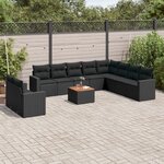 vidaXL Salon de jardin 11 Pièces avec coussins noir résine tressée