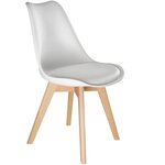 Lot de 8 chaises pieds en bois clair siège de salon cuisine salle à manger design minimaliste épuré ergonomique blanc 08_0000116
