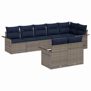 vidaXL Ensemble de canapé de jardin avec coussin 8 Pièces Gris polyrotin