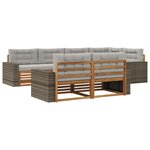 vidaXL Ensemble de canapés d'extérieur 7 Pièces Naturel et gris clair