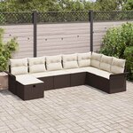 vidaXL Ensemble de canapé de jardin avec coussin 8 Pièces Marron et crème
