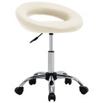 Chaise fauteuil siège de travail roulante similicuir crème 02_0024076