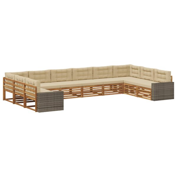 vidaXL Ensembles de canapés avec coussin 10 Pièces Bois d'Acacia Massif
