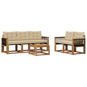 vidaXL Ensemble de canapés d'extérieur 6 Pièces Naturel et Beige