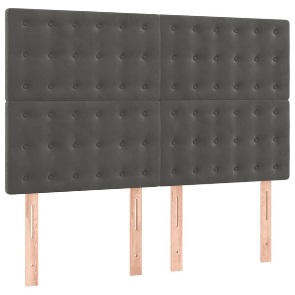 vidaXL Têtes de lit 4 Pièces Gris foncé 72x5x78/88 cm Velours