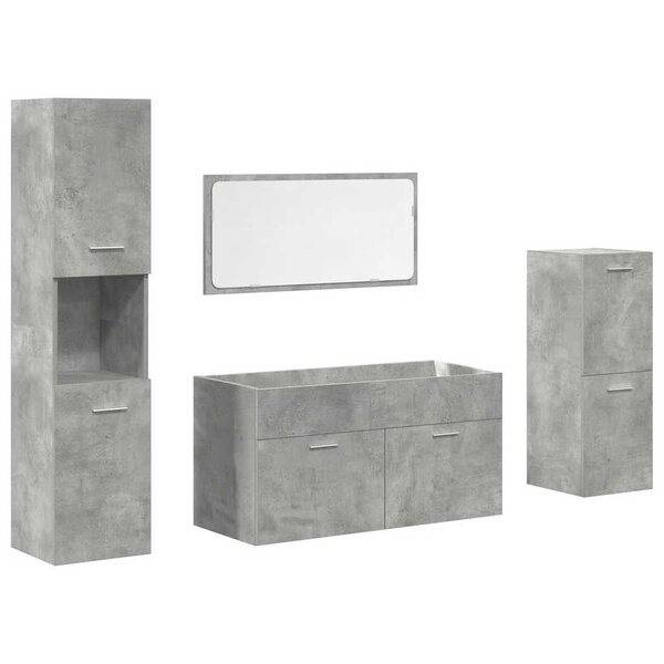 vidaXL Ensemble de meubles de salle de bain 4 Pièces gris béton