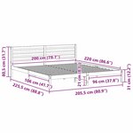 vidaXL Cadre de lit avec tête de lit Brun cire 200 x 220 cm Pin massif