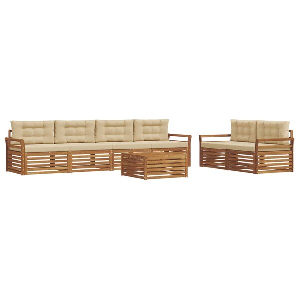 vidaXL Ensemble de canapés d'extérieur 7 pc Naturel et Beige