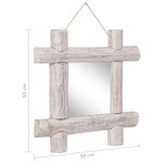 vidaXL Miroir à bûches Blanc 50x50 cm Bois de récupération massif