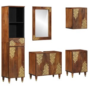 vidaXL Ensemble de Meubles de Salle de Bain 5 Pièces Marron miel