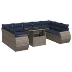 vidaXL Salon de jardin avec coussins 10 Pièces gris résine tressée acacia