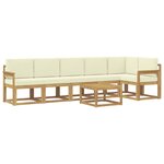 vidaXL Ensemble de canapés d'extérieur 7 Pièces Blanc et crème Polyester