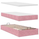 vidaXL Cadre de lit ottoman avec matelas rose 180x200 cm velours