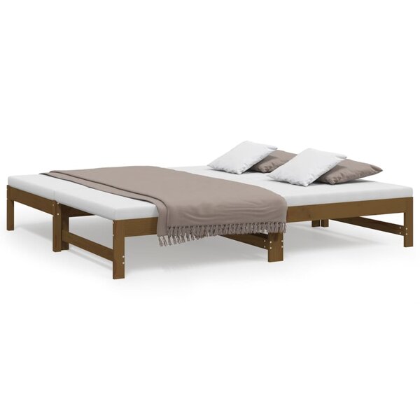 vidaXL Lit coulissant sans matelas marron miel 2x(90x190) cm