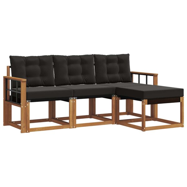 vidaXL Ensemble de canapés d'extérieur 4 pc Naturel et Noir
