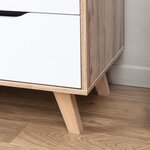 Commode 6 tiroirs - En panneaux de particules - chêne et blanc - 154 x 42 x 86 cm