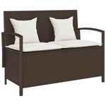 VidaXL Banc de rangement de jardin avec coussin marron polyrotin