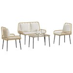 vidaXL Ensemble de meubles de jardin 4 Pièces Marron Noir Crème