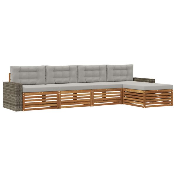 vidaXL Ensemble de canapés d'extérieur 5 Pièces Naturel et gris clair