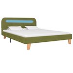 vidaXL Cadre de lit avec LED Vert Tissu 140x200 cm