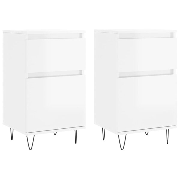 vidaXL Buffets 2 Pièces blanc brillant 40x35x70 cm bois d'ingénierie