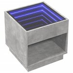 vidaXL Table de chevet avec LED infini gris béton 50x50x50 cm